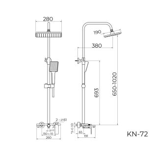 Душевая система Knotlor KN-72/BL, черный